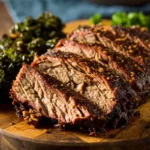 Churrasco argentino: cortes, história e como preparar a autêntica experiência Corte de carne grelhada fatiado sobre uma tábua de madeira com ervas ao fundo.